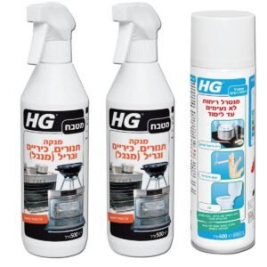 שלישיית מנגל HG מק"ט 99999 - ערכה מקצועית הכוללת שני בקבוקי מנקה מנגל 500 מ"ל ומנטרל ריחות 400 מ"ל לניקוי יסודי של מנגלים והסרת ריחות עשן מבגדים וטקסטיל