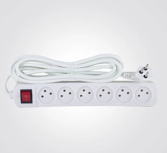 רב שקע 6 יציאות עם מפסק – כבל 3 מטר | ZAG
