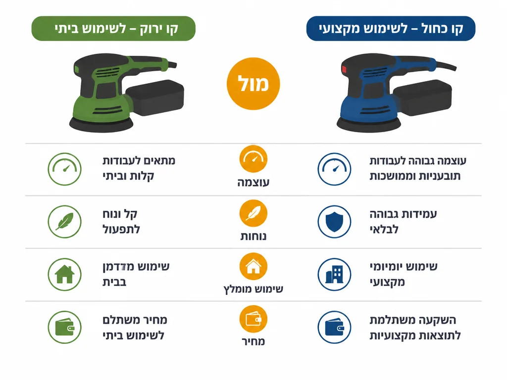 השוואה בין סדרת בוש הירוקה לכחולה בבחירת מלטשת אקצנטרית