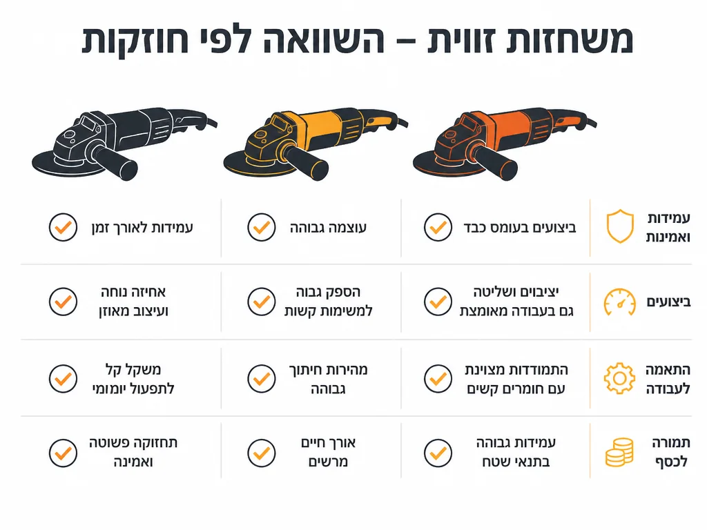אינפוגרפיקה השוואת משחזת זווית מקיטה מול דיוולט ומילווקי