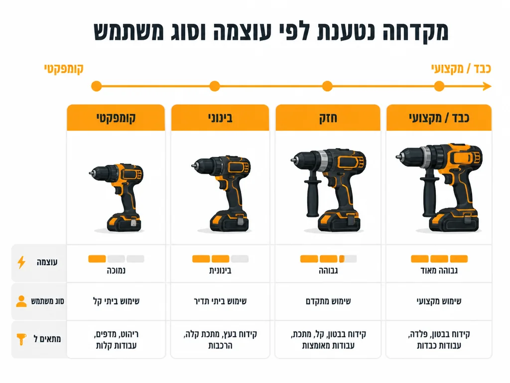 השוואת סדרות המברגות של דיוולט לפי כוח והתאמה לסוג המשתמש